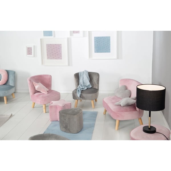 Fotoliu pentru copii  gri deschis cu tapițerie din catifea Lil Sofa – Roba-image-2