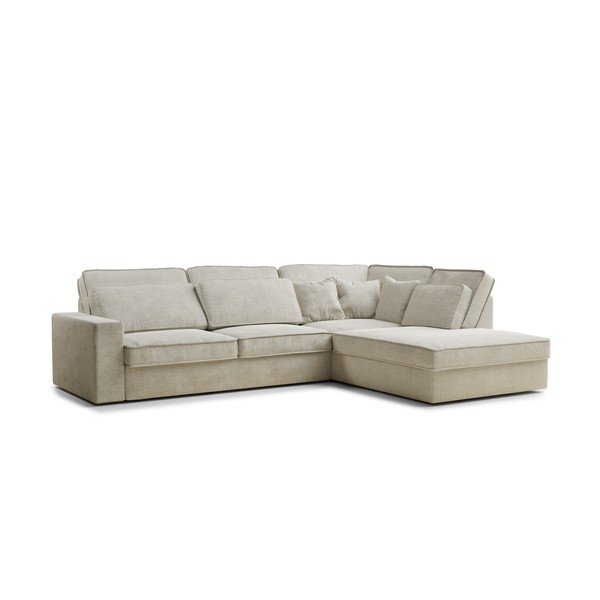 Colțar grej cu tapițerie din chenille (cu colț pe partea dreaptă/în formă de ”L”) Kirou – Maison de Rêve-image-2