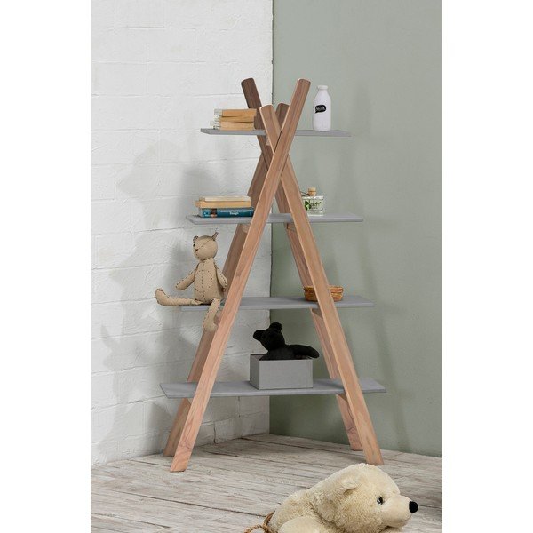 Bibliotecă cu rafturi gri și structură din lemn de pin pentru copii Marckeric Elisa-image-1