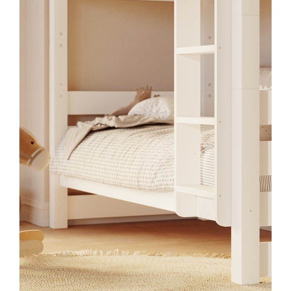 Pat pentru copii  alb supraetajat din lemn de pin 90x200 cm Jan – Olivia Living-image-1