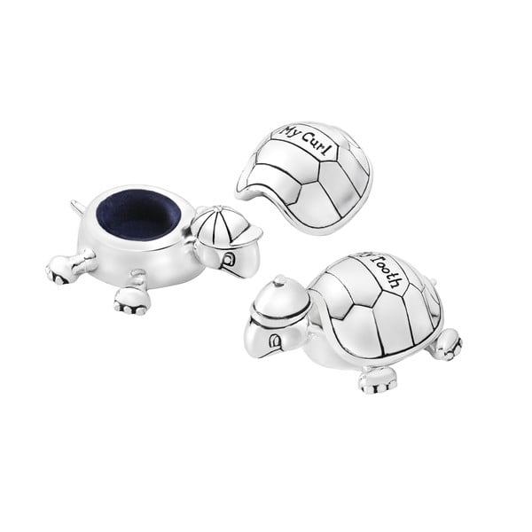 Cutiuță pentru dinți de lapte argintie din metal ø 8x3 cm Turtle – Zilverstad-image-2