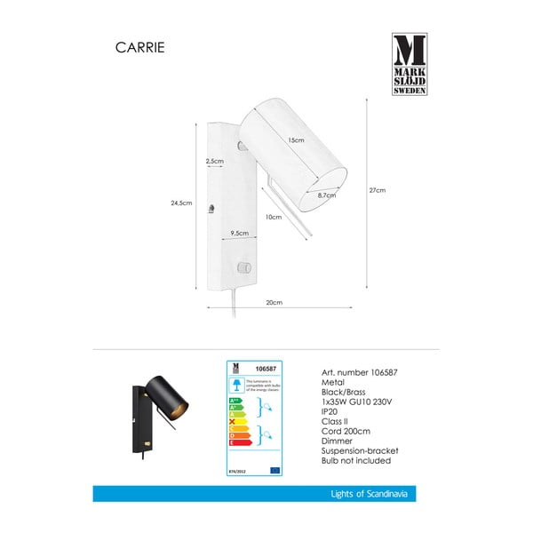 Aplică Markslöjd Carrie, negru-image-1