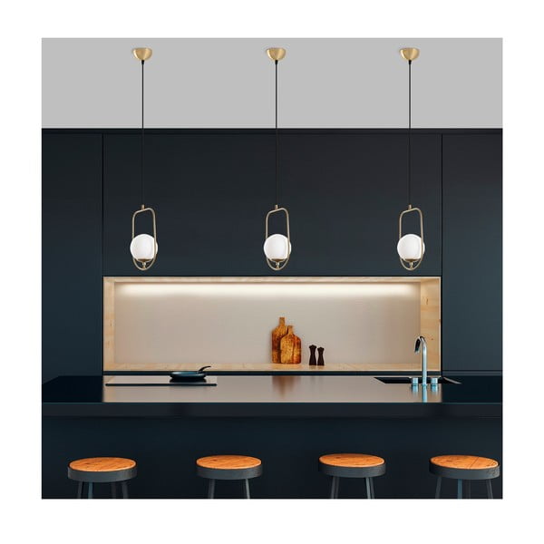 Lustră aurie cu abajur din sticlă Skew – Opviq lights-image-4