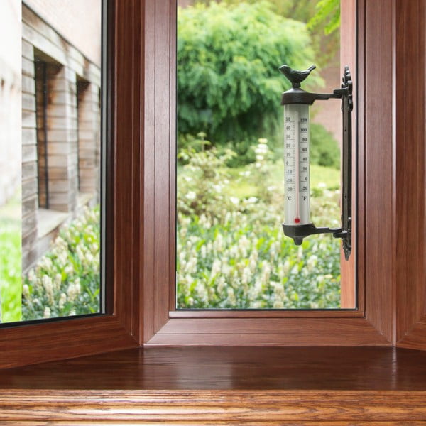 Termometru cu păsări din fontă Esschert Design Bird, înlălțime 27,3 cm-image-1