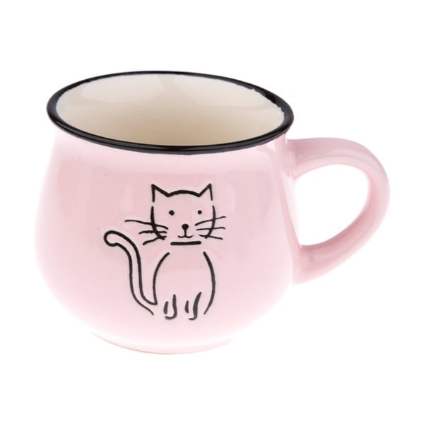 Cană din ceramică Dakls, volum 0,2 l, roz, model pisică