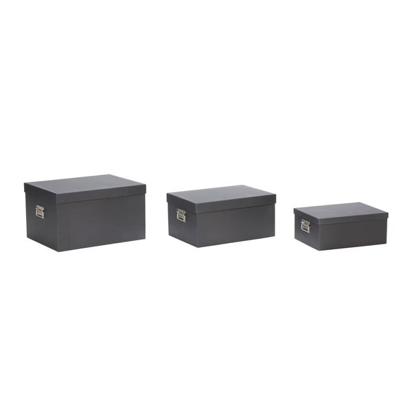 Set 3 cutii depozitare Hübsch Flossie, negru 