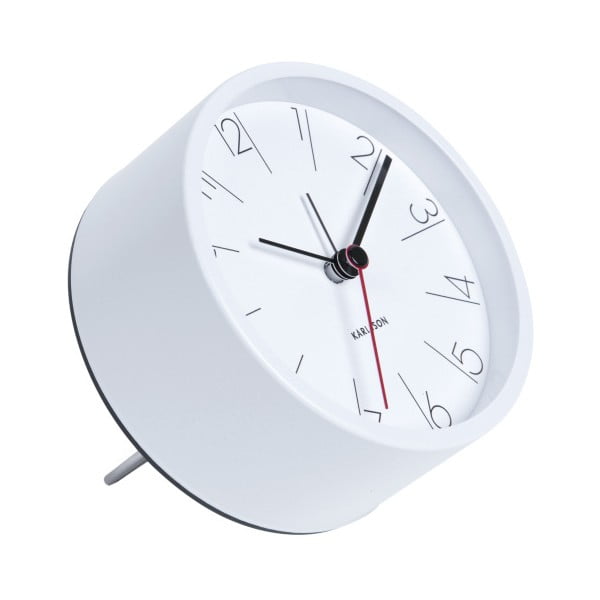 Ceas alarmă Karlsson Numbers, Ø 11 cm, alb