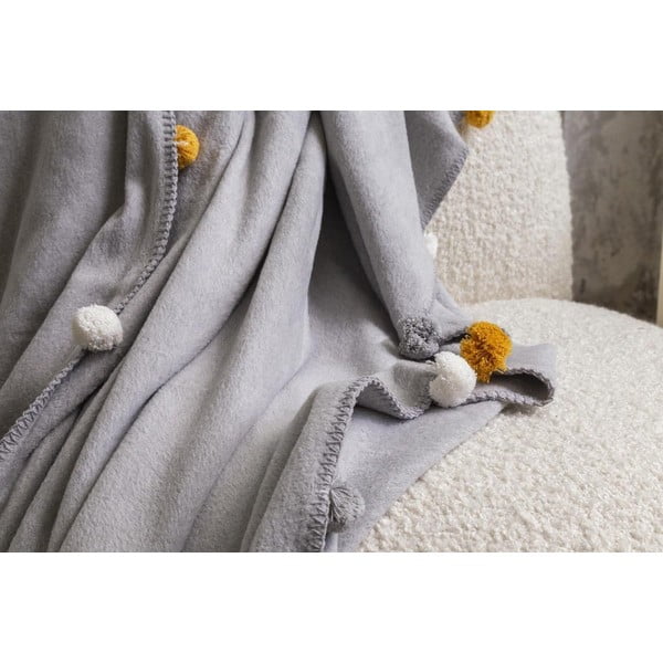 Cuvertură gri din polar, fleece 200x220 cm Pom Pom – Mijolnir-image-3