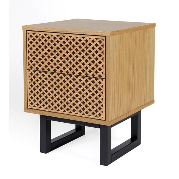 Noptieră în decor de stejar Woodman Camden Diamond Print-image-1