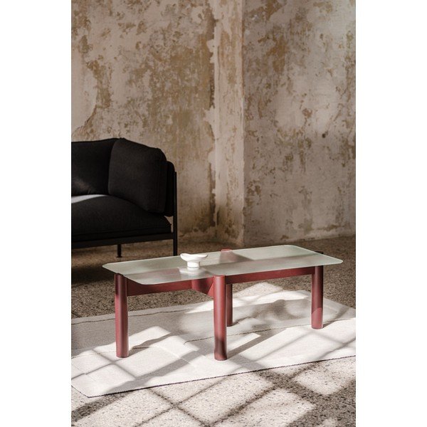 Măsuță de cafea burgundy cu blat din sticlă 55x105 cm Kob – noo.ma-image-4