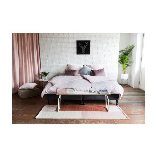 Husă de pilotă roz din bumbac egiptean pentru pat dublu/extinsă 200x220 cm Peonia – WeLoveBeds-image-3