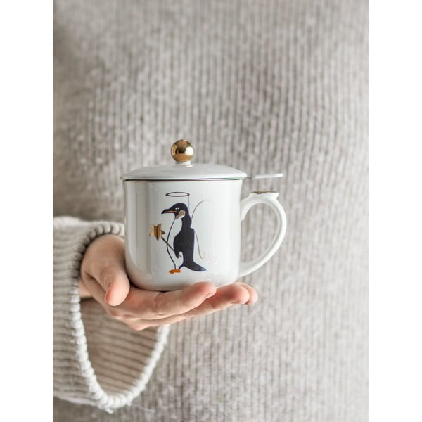 Cană crem cu filtru din gresie 300 ml  cu model de Crăciun Valentin – Bloomingville-image-2