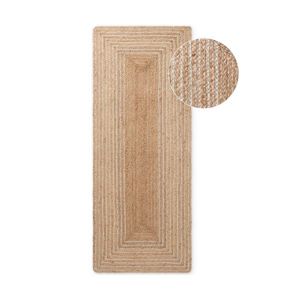 Covor tip traversă în culoare naturală/în culoare naturală deschisă reversibil/țesut manual din iută 80x300 cm Juno – Hanse Home