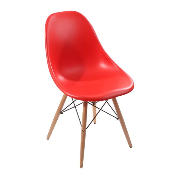 Scaun cu picioare din lemn InArt Stella, roșu