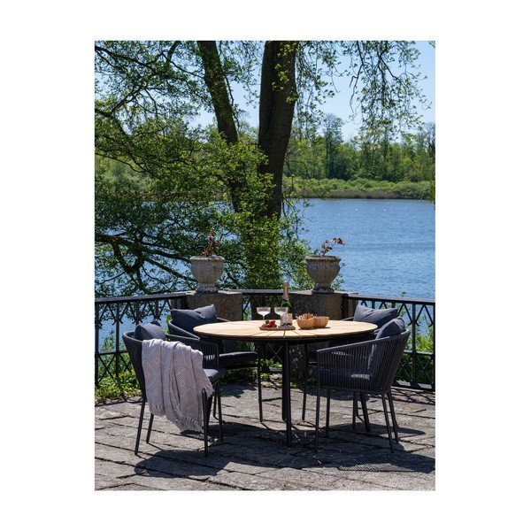 Scaune de dining gri-închis 2 buc. din metal Salerno – House Nordic-image-2