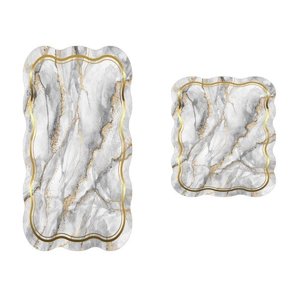 Covorașe de baie gri/aurii 2 buc. 60x100 cm – Foutastic