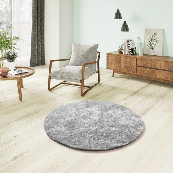 Covor gri rotund ø 120 cm Roma Liso – Universal-image-1