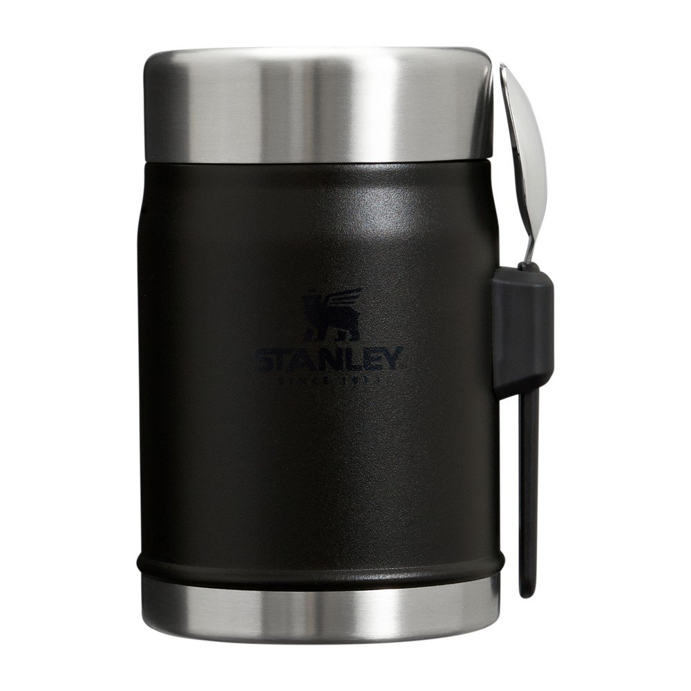 Termos negru mat pentru mÃ¢ncare din oÈu009Bel inoxidabil 400 ml Legendary Food Jar + Spork Black 2.0 âu0080Stanley