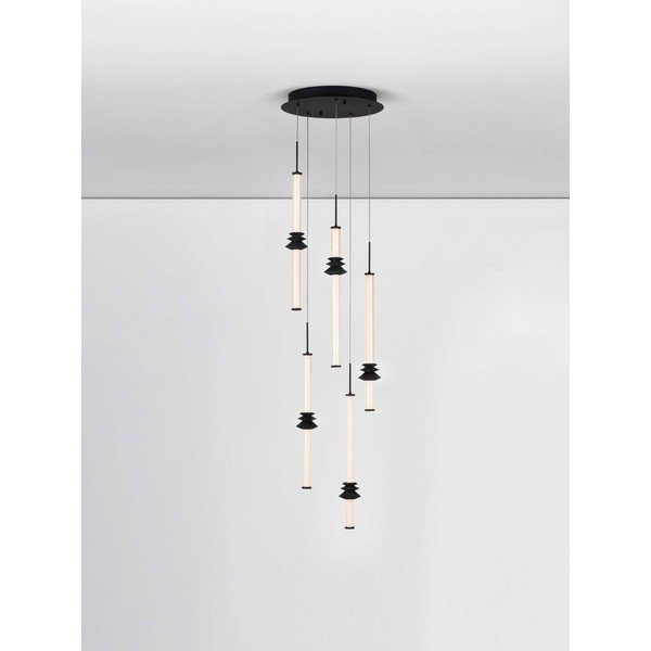Lustră negru-mat LED cu intensitate reglabilă din ceramică cu abajur din sticlă acrilică ø 35 cm Stalactite – Nova Luce-image-3