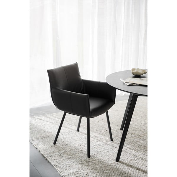 Set de scaune de sufragerie negru 2 buc. tapițat Hinckley – Rowico-image-1