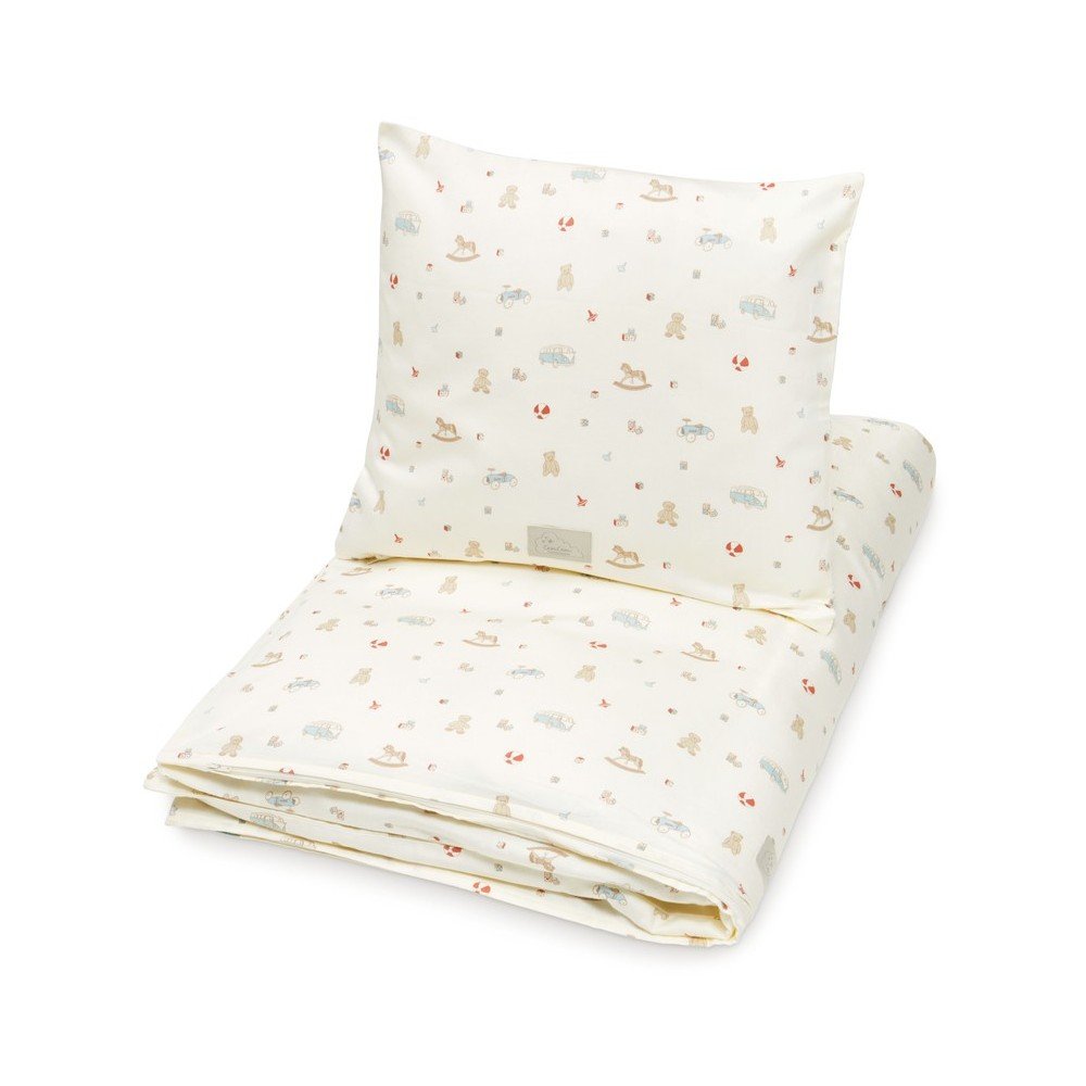 Lenjerie de pat pentru copii galben-deschis din bumbac organic pentru pătuț 100x140 cm Vintage Toys – Cam Cam Copenhagen