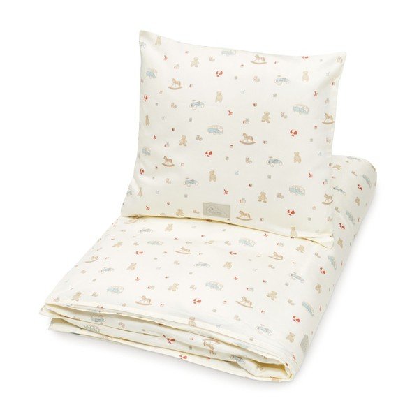 Lenjerie de pat pentru copii galben-deschis din bumbac organic pentru pătuț 100x140 cm Vintage Toys – Cam Cam Copenhagen