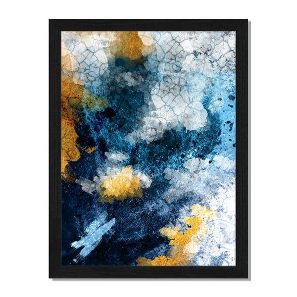 Tablou înrămat Liv Corday Scandi Gold & Blue, 30 x 40 cm