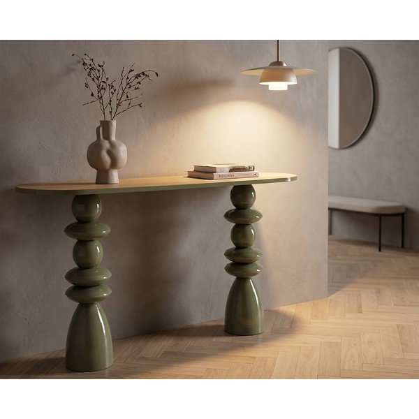 Masă consolă verde din metal 45x150 cm Metal Console – Mauro Ferretti-image-1