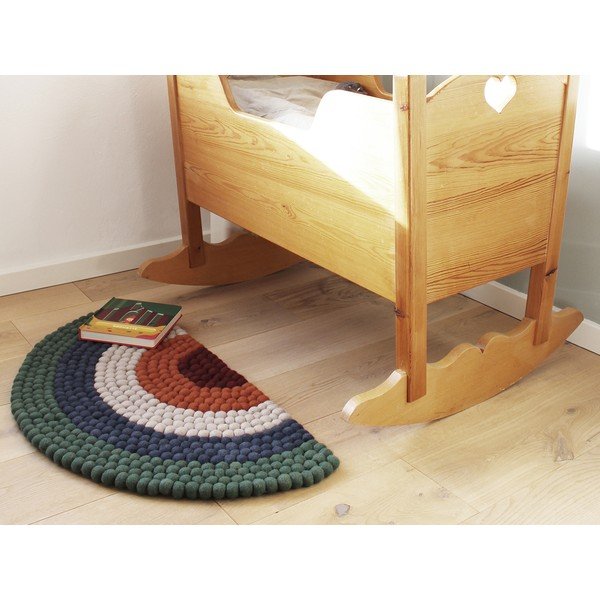 Covor cu bile din lână, pentru camera copiilor Wooldot Ball Rugs Rainbow Green-image-4