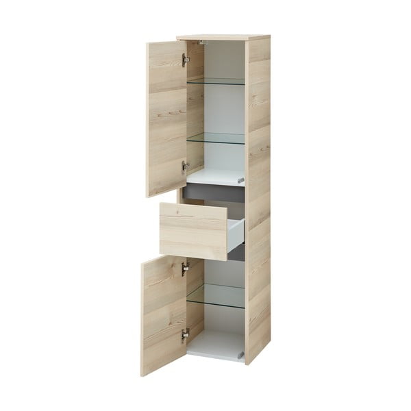 Dulap de baie în culoare naturală cu aspect de lemn de pin 146x35 cm Quickset 393 – Pelipal-image-2