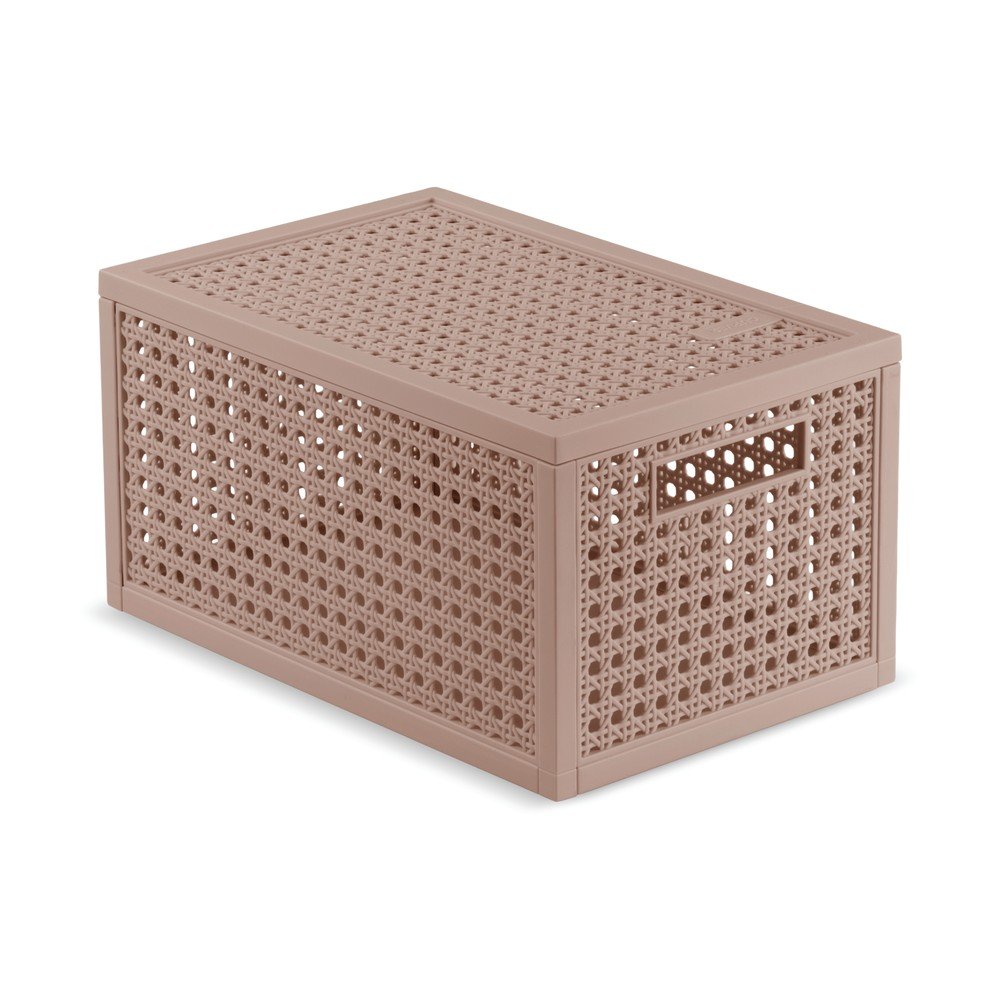 Cutie de depozitare roz prăfuit din plastic reciclat cu capac 19x30x15 cm Kaya – Curver