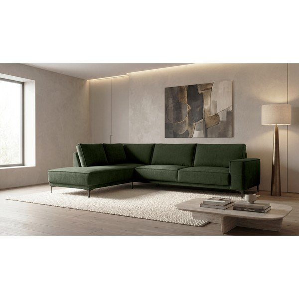 Colțar verde cu tapițerie din chenille (cu colț pe partea stângă/în formă de ”L”) Copenhagen – Scandic-image-1