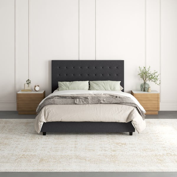 Pat matrimonial gri închis tapițat 140x200 cm Emily – Støraa-image-3