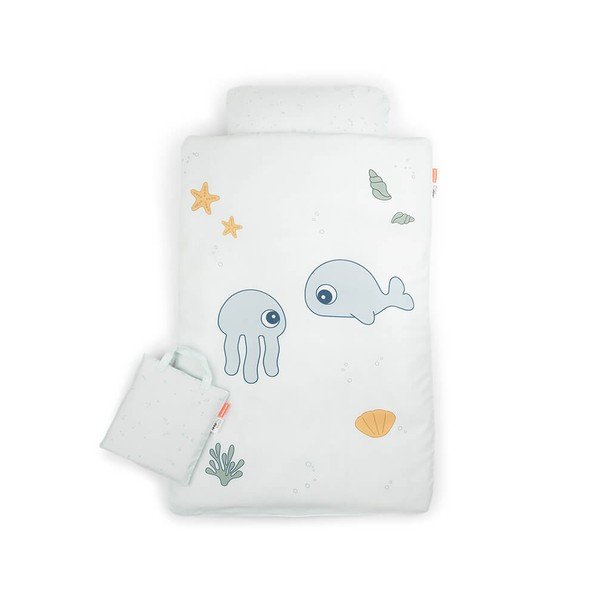 Lenjerie de pat din bumbac alb Done by Deer Jelly & Wally, 100 x 140 cm