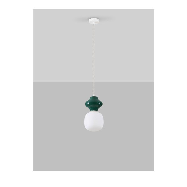 Lustră albă/petrol din ceramică cu abajur din sticlă ø 18 cm Clio – Nova Luce-image-3