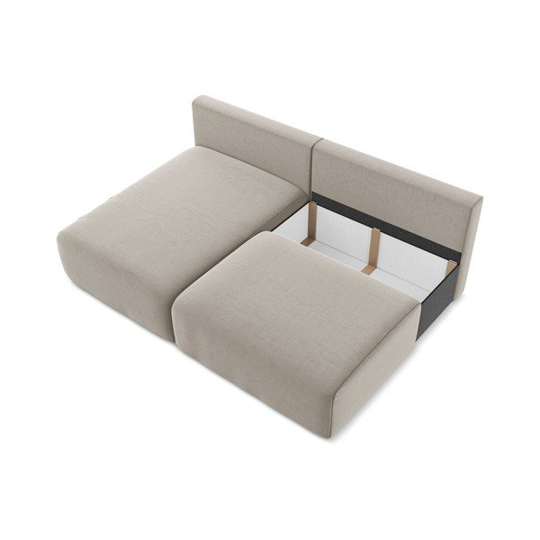 Colțar taupe extensibil/cu spațiu de depozitare cu tapițerie din catifea (cu colț pe partea stângă/cu șezlong) Kalena – Makamii-image-4