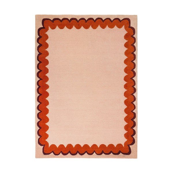 Covor portocaliu/în culoare naturală țesut manual din lână 140x200 cm Wiggle Wool – Flair Rugs
