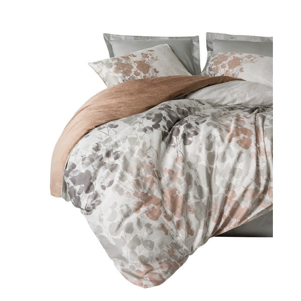 Lenjerie de pat grej din bumbac satinat pentru pat dublu 200x200 cm Blatt – Mijolnir