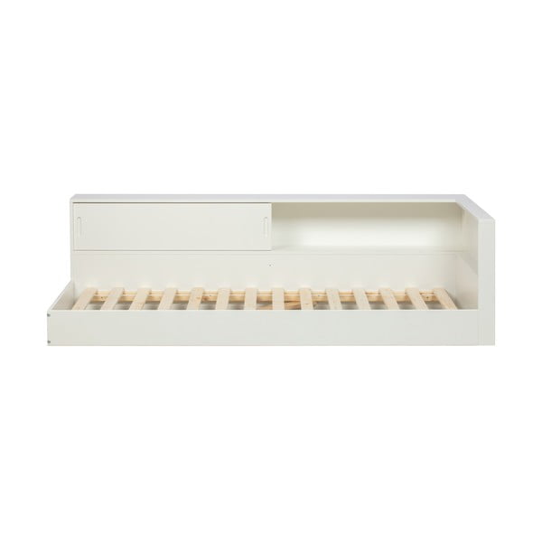 Pat single din lemn de pin WOOOD Connect, 90 x 200 cm, alb-image-2