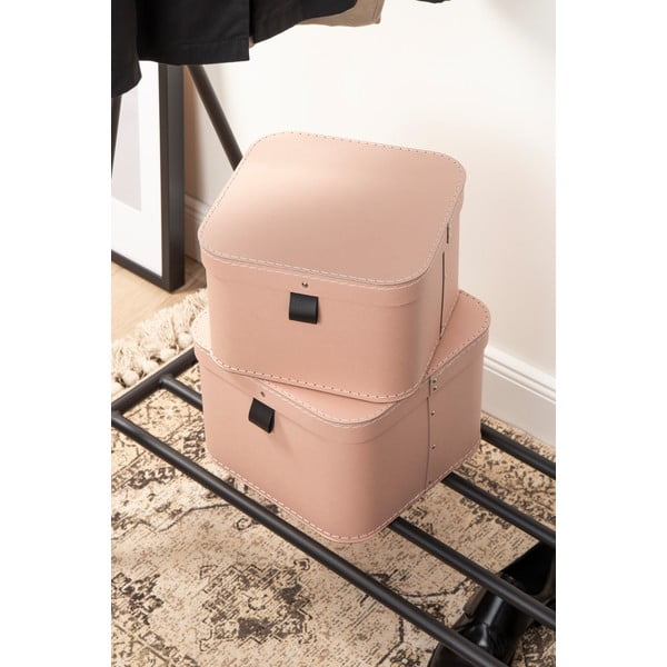 Cutii de depozitare roz 2 buc. din carton cu capac 28,5x28,5x19,5 cm Ludvig Paper Laminate – Bigso-image-3