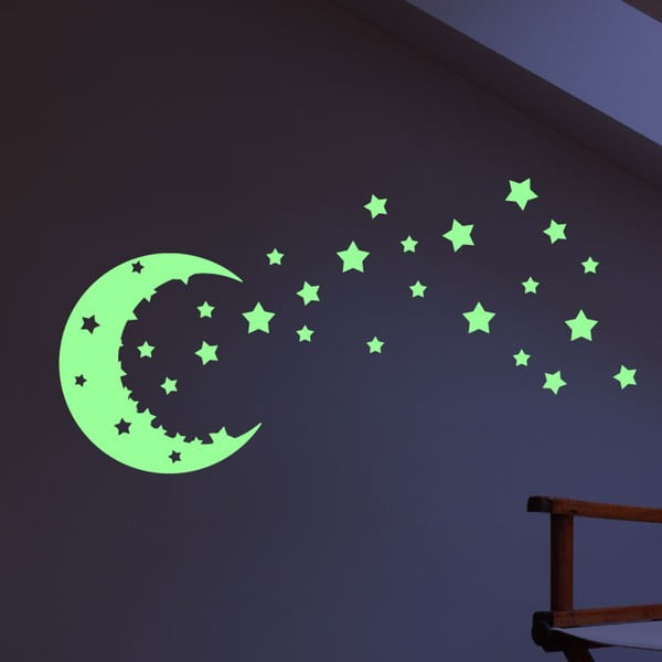 Set autocolante fosforescente Ambiance Moon and Stars