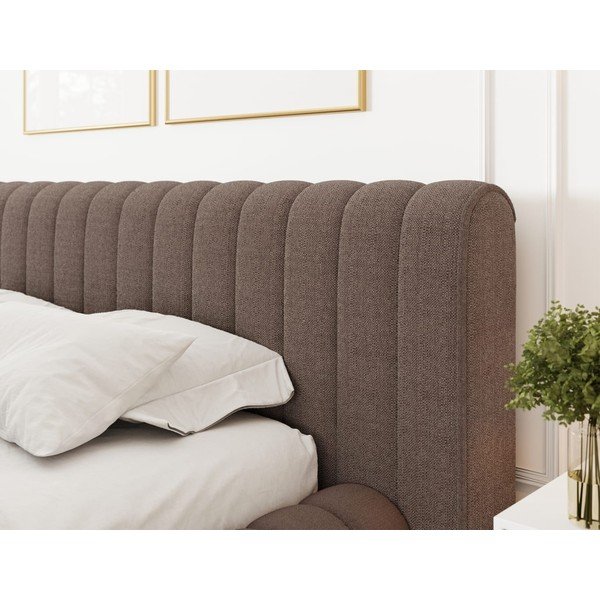 Pat matrimonial maro tapițat cu spațiu de depozitare cu somieră 140x200 cm Carilla – ELTAP-image-4