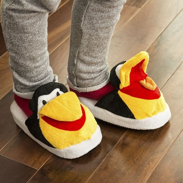 Papuci pentru copii InnovaGoods Fluffy Slippers Penguin, mărime L