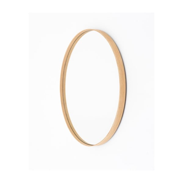 Oglindă de perete cu ramă din lemn de stejar Wireworks Glance, ⌀ 66 cm-image-1