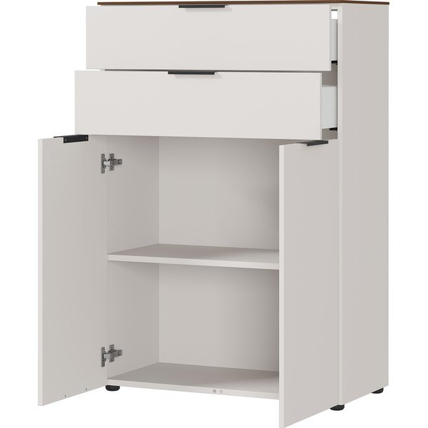 Comodă înaltă  crem/aspect de lemn de nuc 81x120 cm Ancona - Germania-image-2