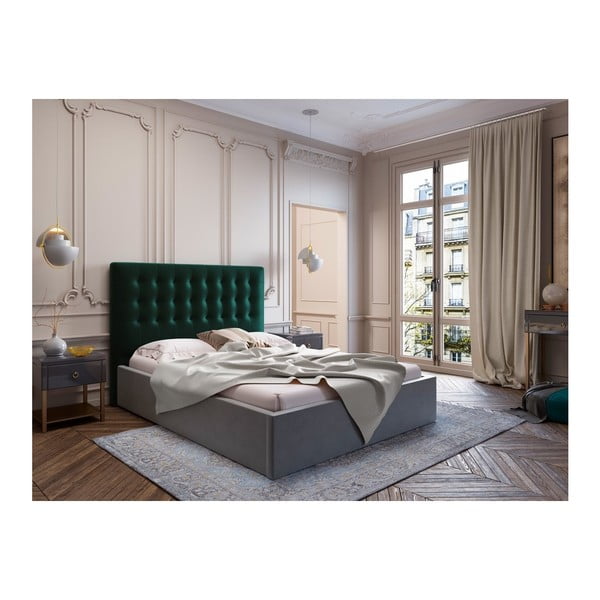 Tăblie pentru pat cu tapițerie de catifea Windsor & Co Sofas Athena, 200 x 120 cm, verde-image-3