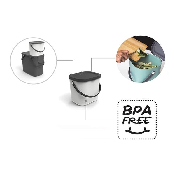 Container alb pentru deșeuri compostabile 6 L Albula - Rotho-image-4