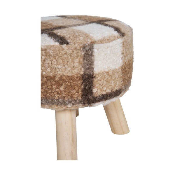 Taburet alb/maro cu tapițerie din țesătură bouclé Aberdeen – House Nordic-image-2