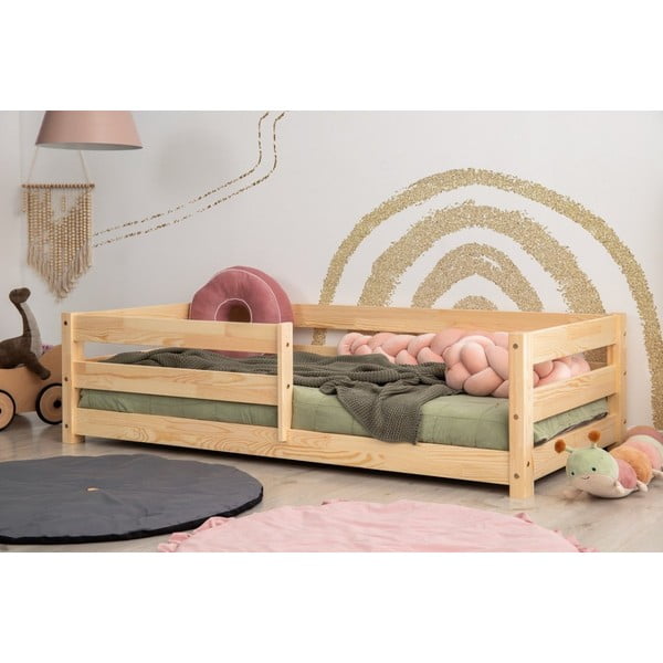 Pat pentru copii  în culoare naturală din lemn de pin 90x180 cm Mila CPD – Adeko-image-1