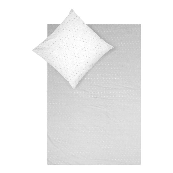 Lenjerie de pat din flanel Fovere Betty, 155 x 220 cm, alb-gri